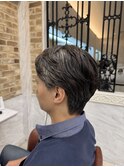 ナチュラルウェーブ×グレーミックスショート