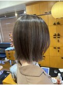透明感◎切りっぱなしボブぼかしハイライト秋カラー
