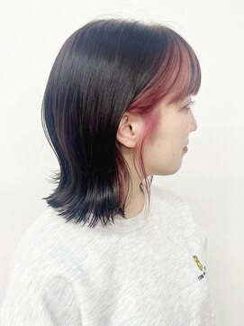 モリオフロムロンドン 松戸店(Morio from London) 【morio松戸 アイダ】フェイスインナーカラーピンク/外ハネボブ