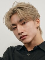 サンクマーケット 渋谷(cinq MARKET)&nbsp;渋谷メンズダブルカラーミルクティーベージュセンターパート韓国