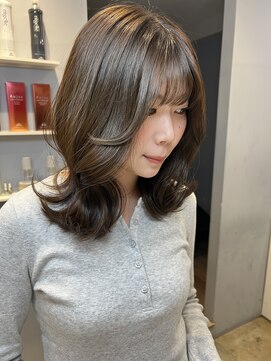 ベルベットヘア 千早店(Velvet hair) 髪質改善カラー×オリーブグレー×くびれミディ【みつ】