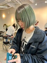 ラック 津田沼(LUCK)&nbsp;ミントグリーン/ハイトーンボブ/ケアブリーチ/デザインカラー