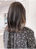 福山市Caary人気インナーカラーラベンダーグレージュ外ハネロブ