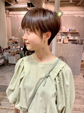 エイチヘア(h hair) 【hhair 四条大宮】耳掛けショート×プラチナブラウン