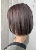 艶感ストレート髪質改善ショートボブ大人ボブグレージュカラー