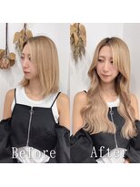 ブロンド#シールエクステ#レイヤーロング#韓国#くびれ巻き#大須