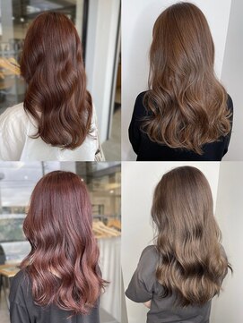 美容室フルール 20代30代艶感ストレート♪髪質改善カラーミルクティーベージュ