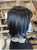 インナーカラー×顔まわりレイヤー×ブルーカラー