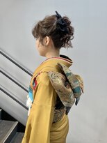 成人式、卒業式◎アッシュカラーリボンヘアセット！前髪パーマ風