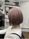 イメチェンピンクベージュアンブレラカラーデザインミニボブ_185