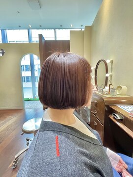 エルサフィロ ヨドヤバシ(el zafiro yodoyabashi) 【el zafiro yodoyabashi】暖色系白髪馴染ませミニボブスタイル