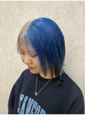 ホワイトブロンド/外ハネボブ/ブルーブラック/ワイドバング/町田
