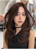 韓国ヘアーハッシュカットレイヤーカットハイライトカラー
