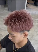 スパイキーショートスパイキーパーマハイトーン熊本メンズカット