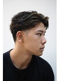 30代40 代爽やかかきあげシャドウパーマツーブロ刈り上げ