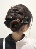 訪問着　ヘアセット　セミロング　和髪　まとめ髪　礼装　大阪　