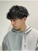 波巻きパーマ/メンズカット/メンズパーマ/センターパート