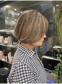 ハイライトショートボブ【オーガニックミルクティーベージュ】