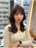 韓国ヘア/顔まわりカット/くびれヘア/前髪あり/