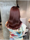 miu&橋本愛海　ブリーチなしダブルカラーで艶々レッド