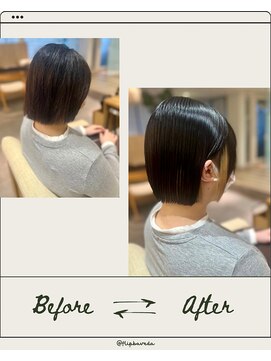 フリップビーアヴェダ(FLIP B AVEDA) 本八幡×イヤリングカラー×切りっぱなしボブ