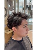 メンズアップバング×ニュアンスパーマ