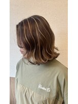 エスドットブルーム 梅田店(S.BROOM) ミルクティーベージュハイライトボブ 大阪梅田