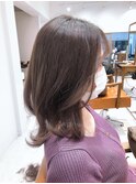 マロンベージュ Aラインボブドレスヘアかきあげロング