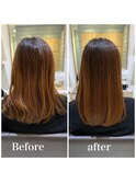 髪質改善酸性ストレートのbeforeとafter【中目黒】
