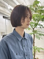 =メンズボブ/ダークアッシュ/ニュアンスパーマ／メンズウルフ