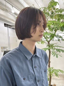 メゾンアクア 表参道(Maison ACQUA) =メンズボブ/ダークアッシュ/ニュアンスパーマ／メンズウルフ