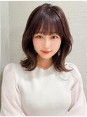 イメチェン美髪外ハネボブミディアムストレート寒色系カラー