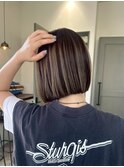 切りっぱなしボブ/ぱらぱらブリーチ