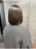 斜めバング/グレージュカラー/デザインカラー/シルキーベージュ