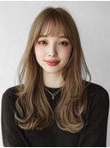 前髪カット 顔周りレイヤー ミルクティーベージュ 髪質改善 美髪