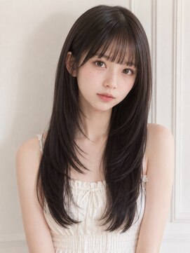 ユーフォリア エヌ 池袋サンシャイン通り店(Euphoria +n) シースルーバングロングレイヤーおくれ毛カットアッシュグレー☆
