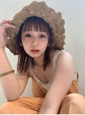 切りっぱなし小顔ロングボブカーキベージュ[名駅/名古屋駅前]