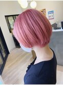 10代20代ショートボブ/チェリーピンク/ダブルカラー