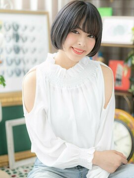 カバーヘア ブリス 志木南口駅前店(COVER HAIR bliss) ■黒髪ナチュラル小顔前下がりぶつ切りボブ201志木20代30代40代