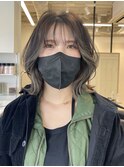 レイヤーカット くびれボブ 韓国風 インナーカラー 巻き髪