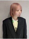 ボブ/ペールピンク/顔まわり可愛いボブ