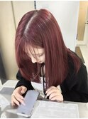 ブリーチなしダブルカラーワインレッド