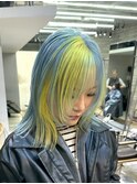 デザインカラーポイントカラー水色カラーイエローヘアハイトーン