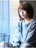 ミルクベージュイノセントカラー小顔切りっぱなしミニボブj2