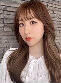 韓国ヘアシアベージュ韓国レイヤー顔周りカットグレージュロング