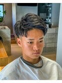 ツーブロ大人七三アップバング