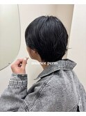 ワンレンボブ前下がりショート内巻きワンカール鎖骨ミディアム