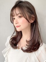 ナチュラルカール艶感レイヤーカット薄めバング#306f0606