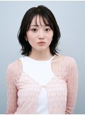 シースルーバングミディアムレイヤーカットくせ毛風外ハネボブ