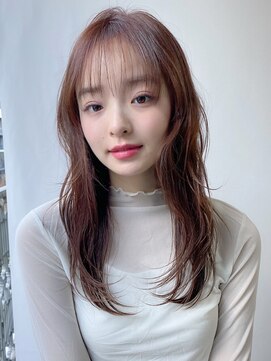 エトラ 渋谷店(etora) 小顔 前髪 レイヤーカット オリーブグレー 黒髪"